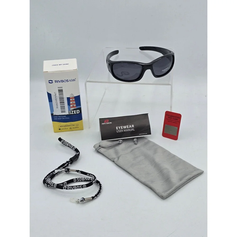 RIVBOS Sunglasses Kids 52mm Black Polarized Sport RBK037 - New